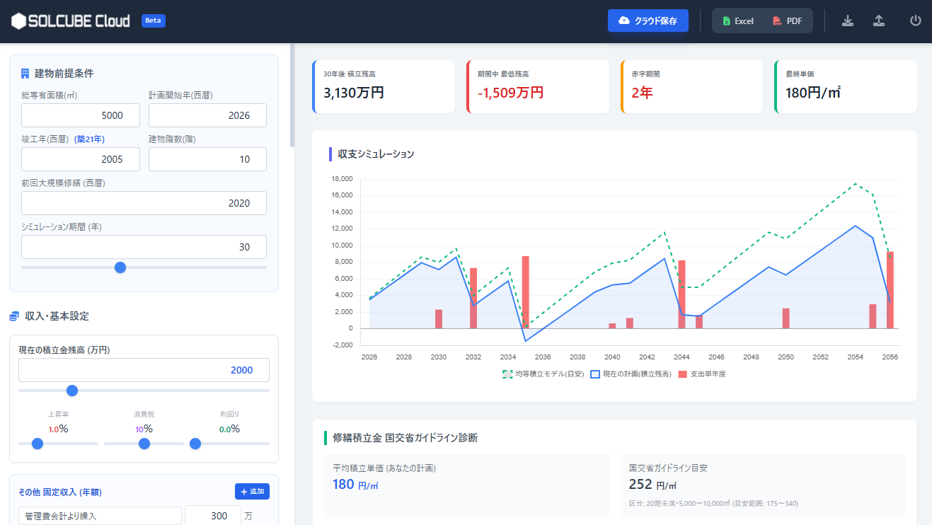 SOLCUBE Cloud シミュレーション画面